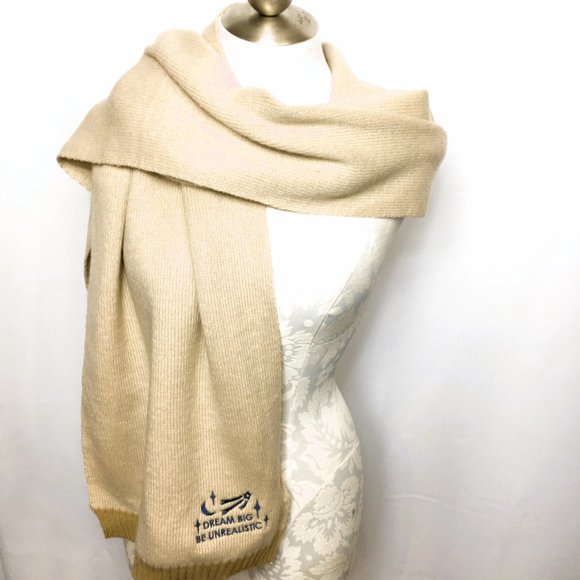 ATTIC SALT  Dream Big Be Unrealistic Knit Light Tan Scarf NWT - Picture 8 of 13